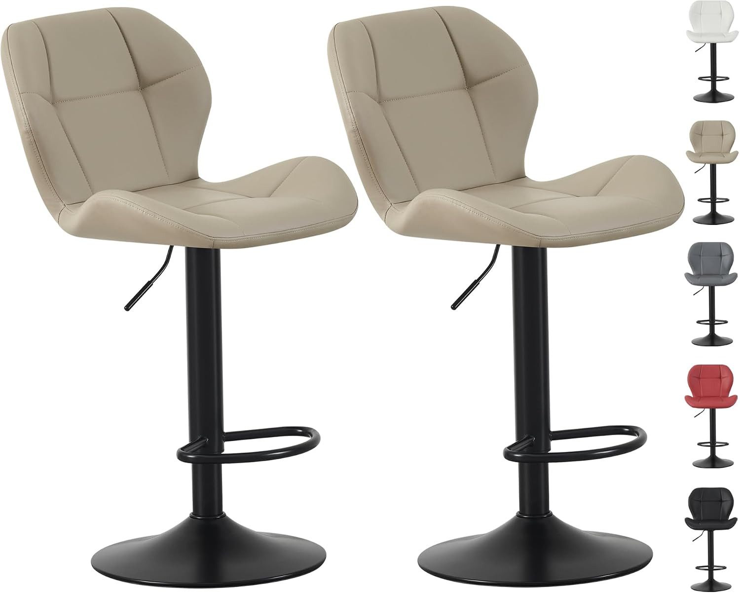 MCC direct Barhocker Barhocker im 2er Set, höhenverstellbar, Kunstleder, Model STELLA