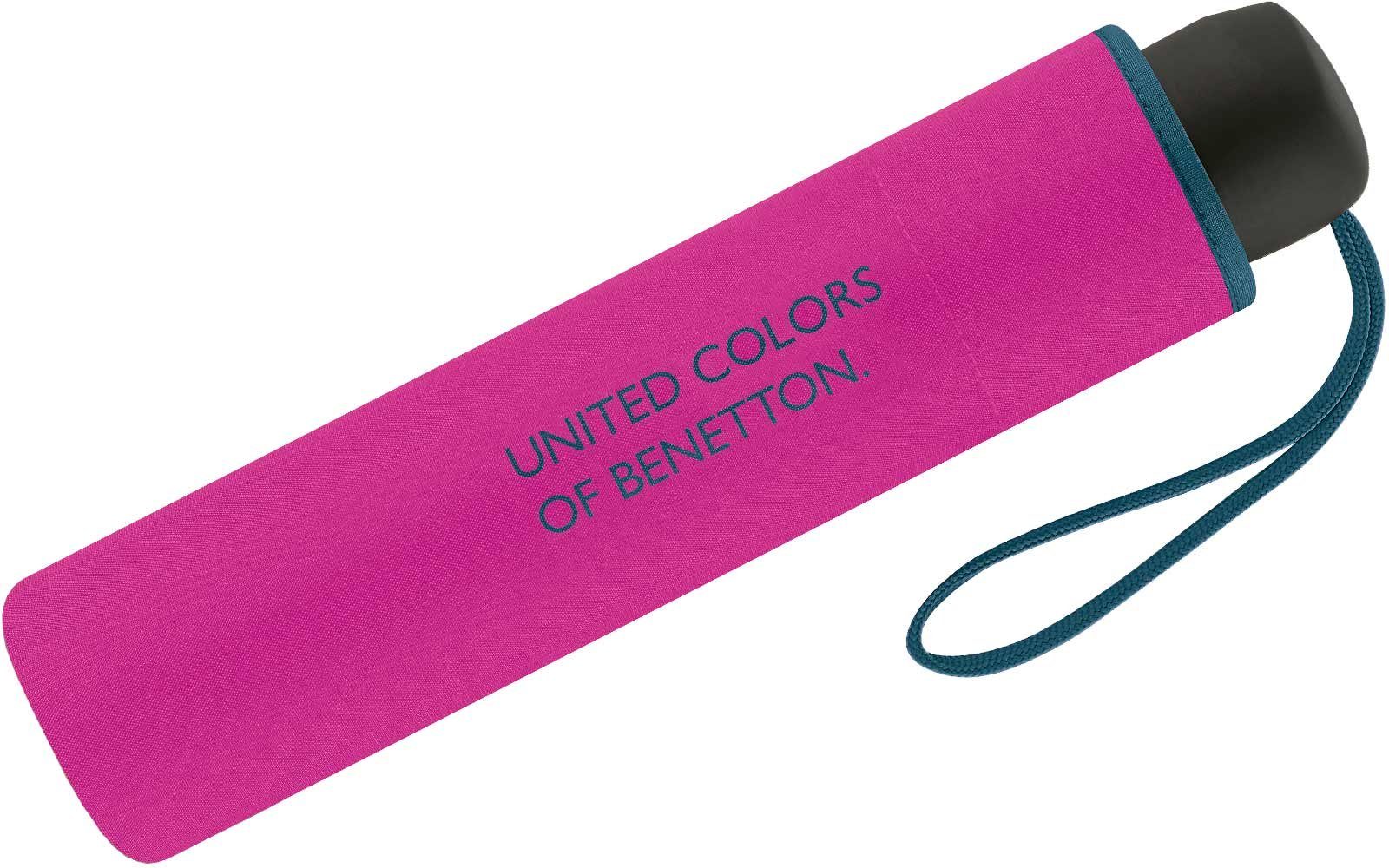 - Saum uni, Taschenregenschirm kontrastreichem Super Mini mit Colors United leuchtende Modefarben pink-blau of Benetton