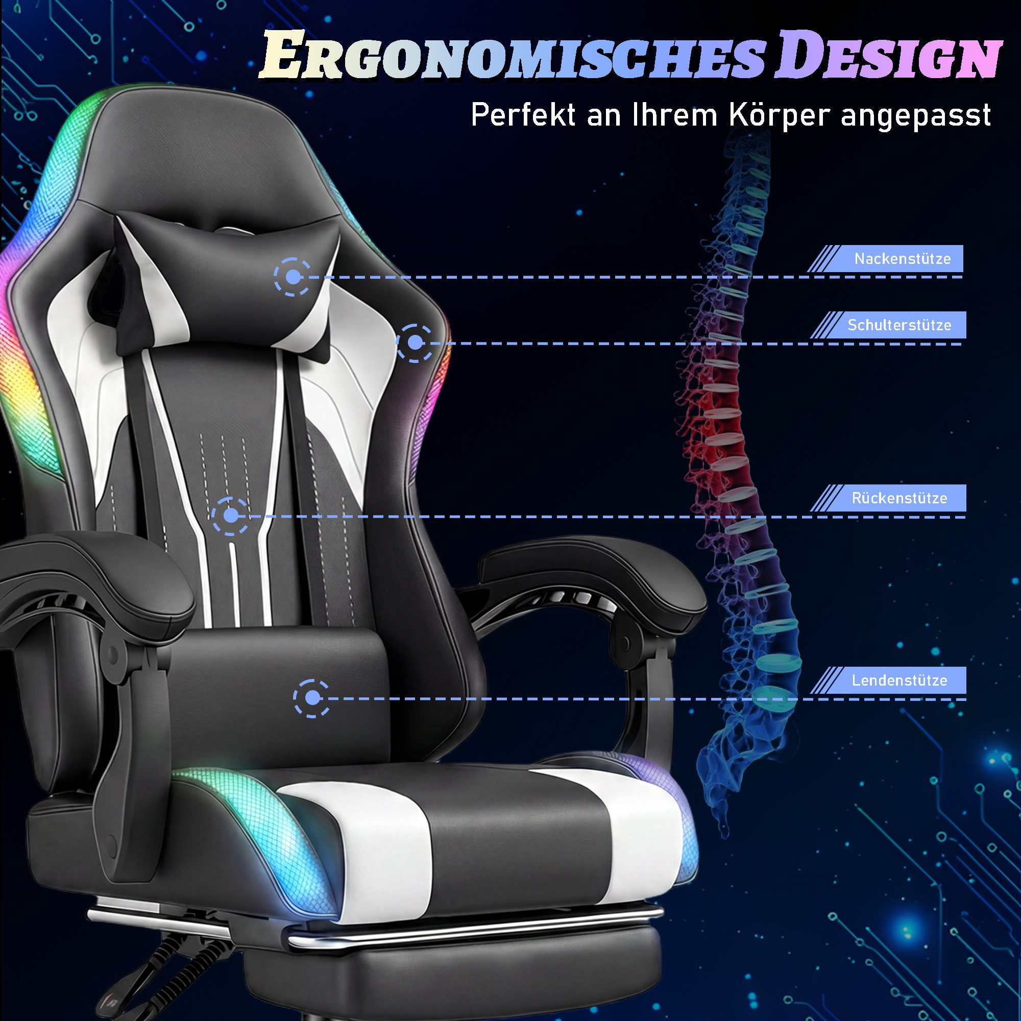 HOMALL Gaming-Stuhl Gaming-Stuhl – Bild 2 von 5