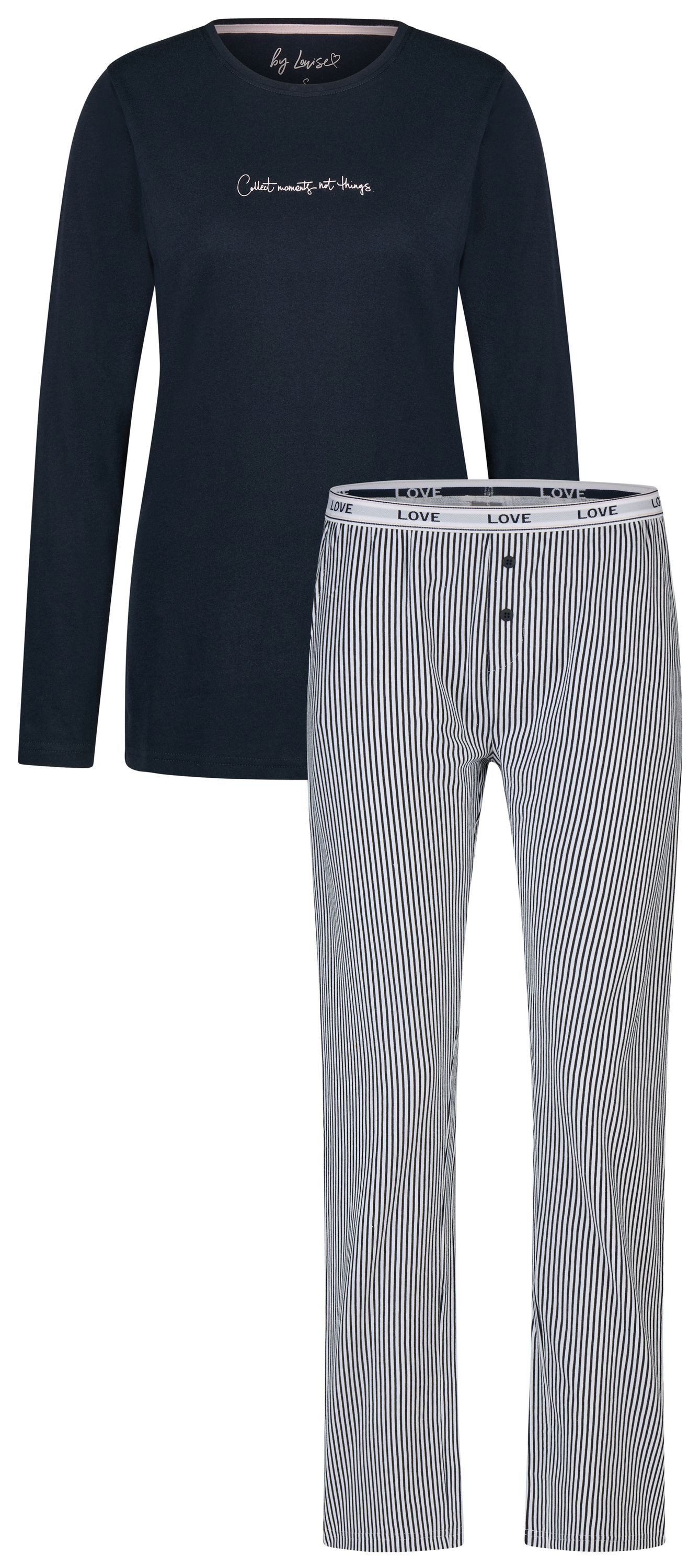 By Louise Schlafanzug Dreamy Nights (Set, 2 tlg., 2-teilig) Damen Pyjama Baumwolle lang Langarm