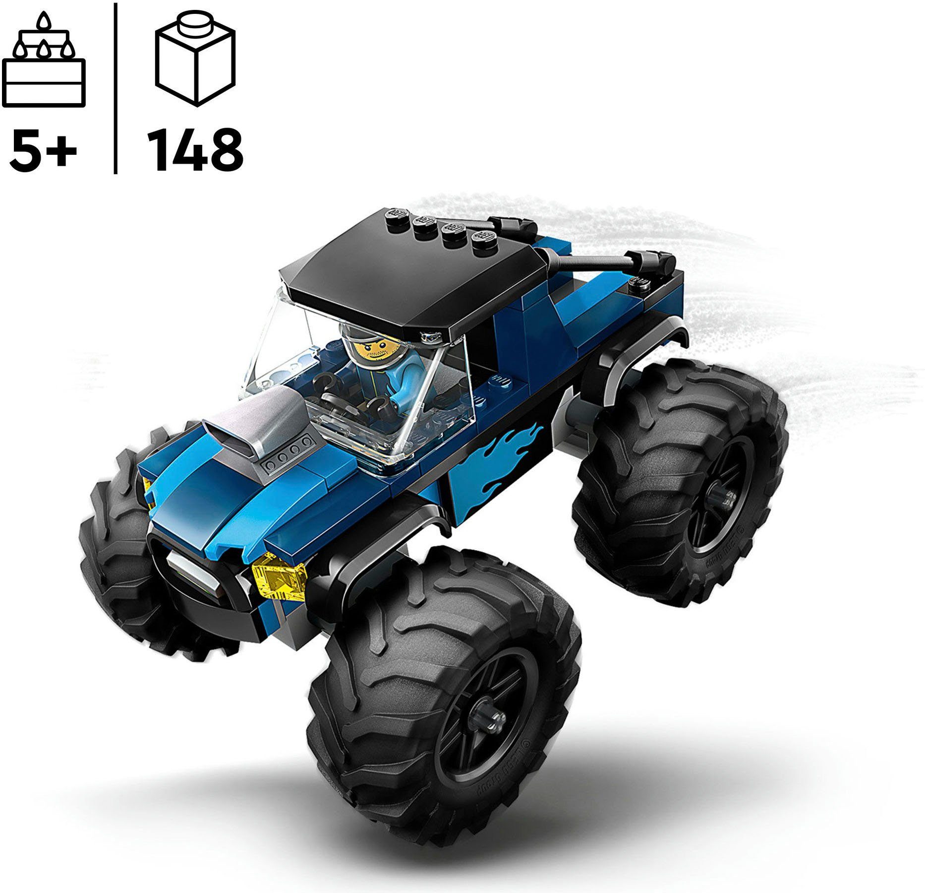 LEGO® Blauer Monstertruck (60402), LEGO City Konstruktionsspielsteine, (148 St), Made in Europe