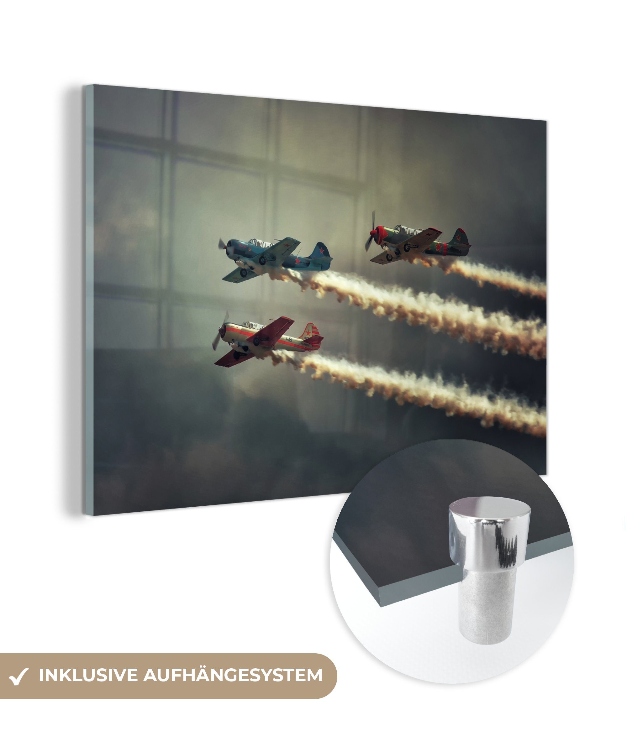 Ausstellung MuchoWow - Acrylglasbild Drei während Flugzeuge Acrylglasbilder St), Wohnzimmer liegend, & (1 Schlafzimmer der