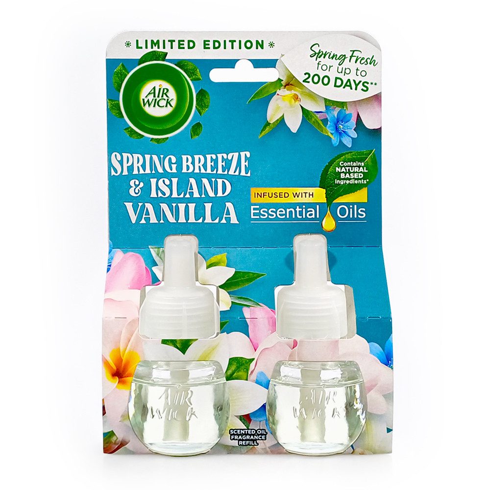 Air Wick Duftöl Nachfüllflakons Spring Breeze & Island Vanilla Duo-Pack (2x 19 ml) (Duo-Pack (2x 19 ml), Duo-Pack), Duft mit natürlichen ätherischen Ölen