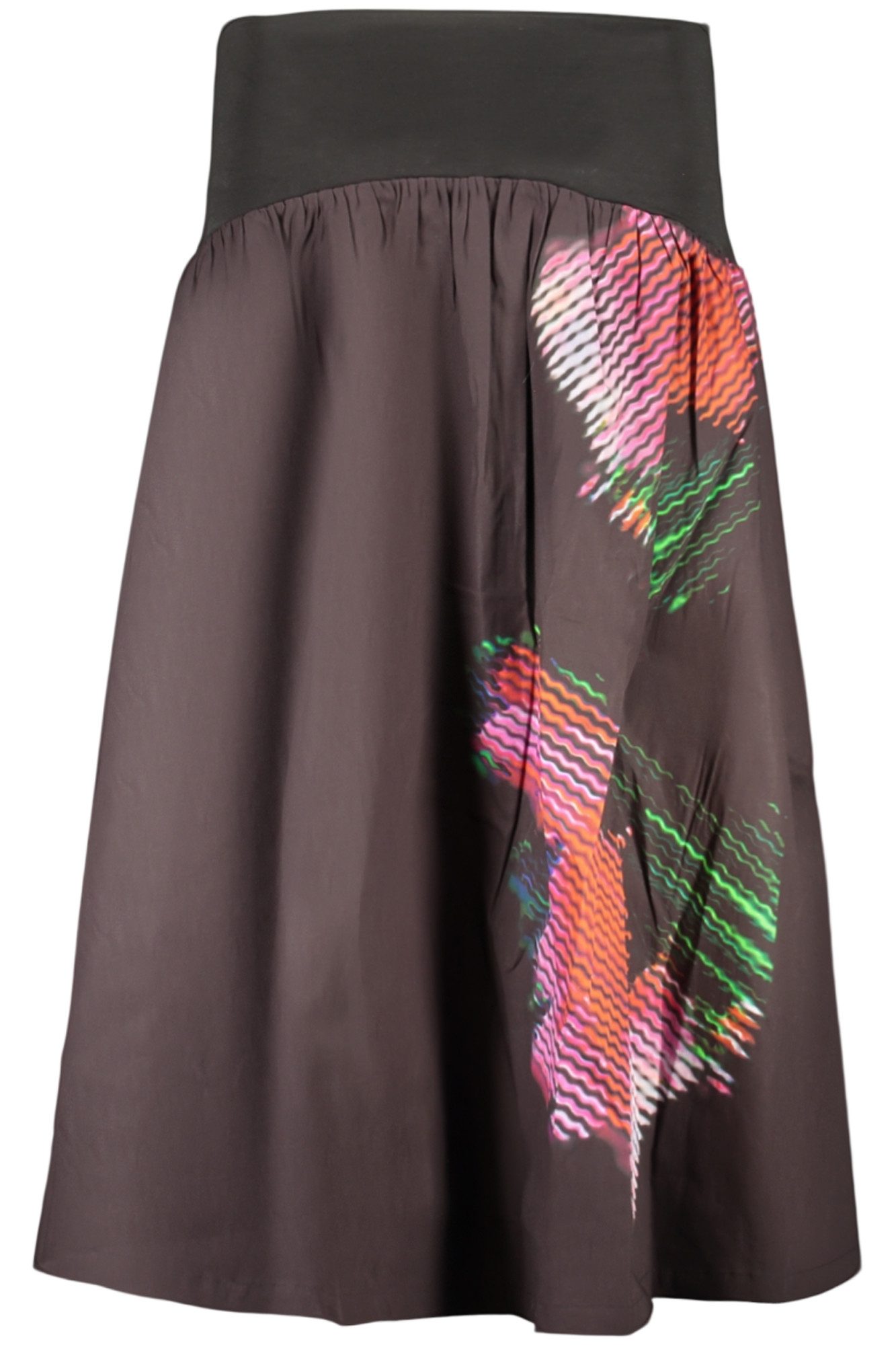 Desigual Jerseyrock Langer Damenrock mit Hundemotiv und Gürtel in Schwarz – Stylisches