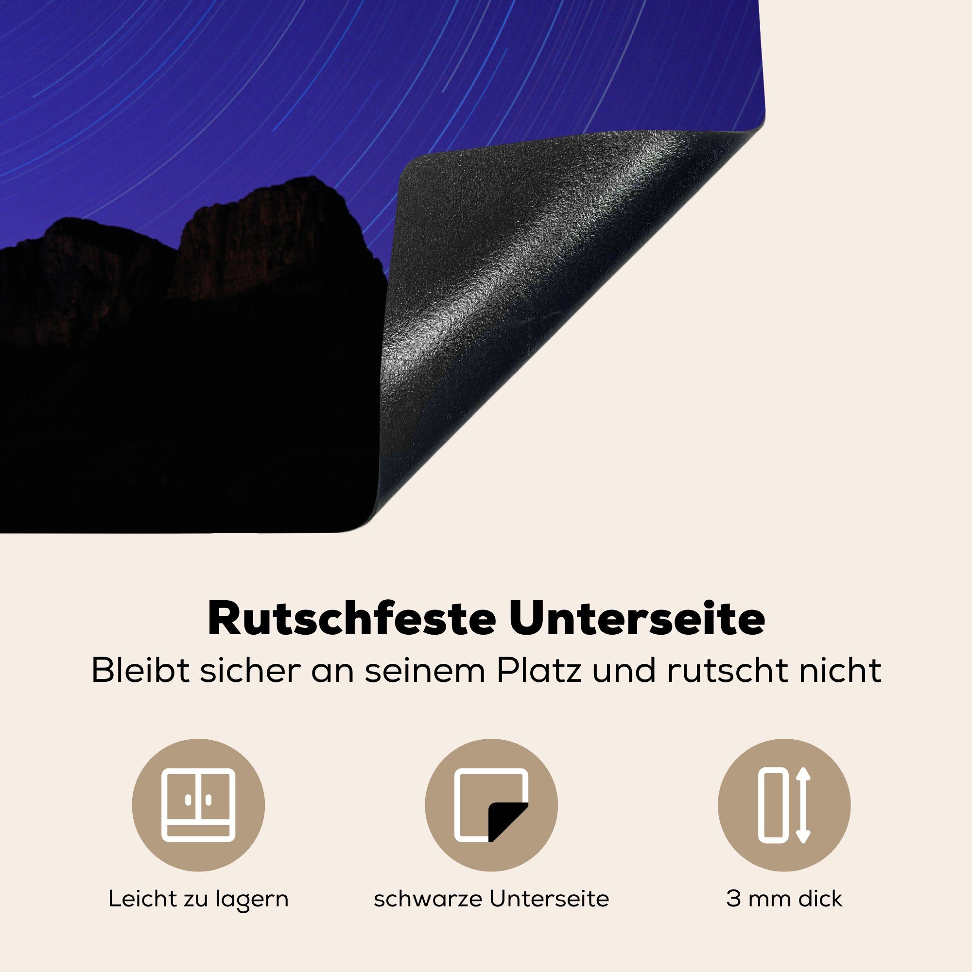 tlg), 71x52 Mountains cm, Herdblende-/Abdeckplatte MuchoWow Himmel die Vinyl, dem Park, (1 über küche, Guadalupe Induktionskochfeld am Die Schutz Ceranfeldabdeckung für National Sternenspuren