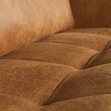 Maison ESTO Sofa 3-Sitzer MODEO CLASSO recyceltes Leder cognac, frei im Raum stellbar