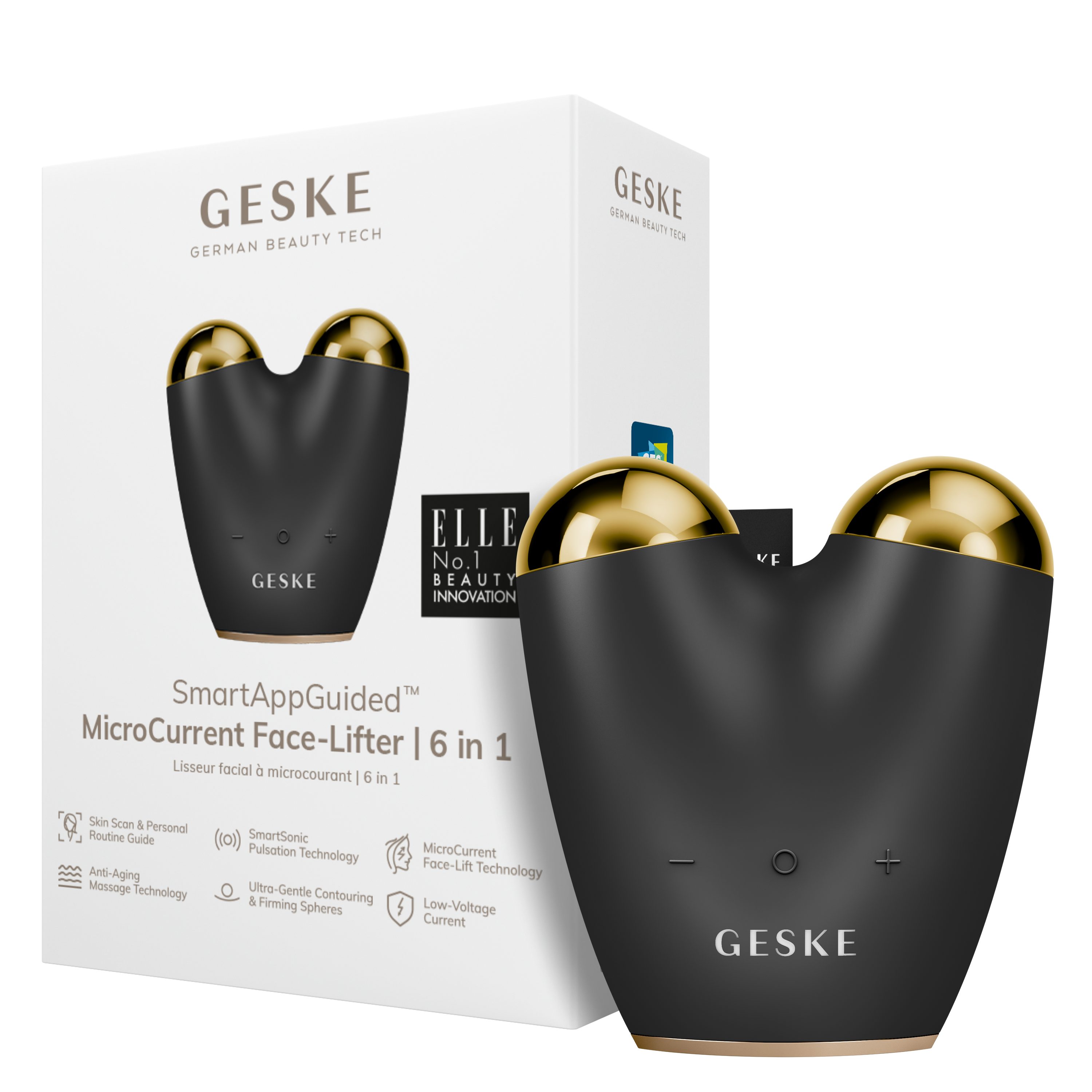 GESKE German Beauty Tech Enhancer SmartAppGuided™ MicroCurrent Face-Lifter 6 in 1, Packung (Gerät & USB-Ladekabel), 2-tlg., Gerät inkl. kostenloser APP (SmartAppGuided Device), Mit der GESKE App erhältst Du deine personalisierte Hautpflegeroutine. Gray