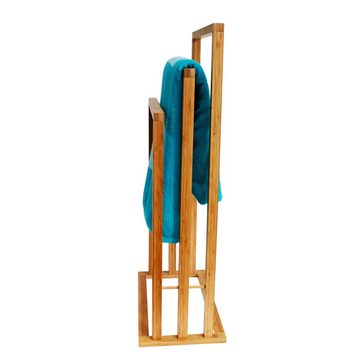 MSV Handtuchhalter Handtuchständer Bambus 3 Stangen, Handtuchtreppe aus natürlichem Bambus, 3 Stangen, 42 x 24 x 82 cm