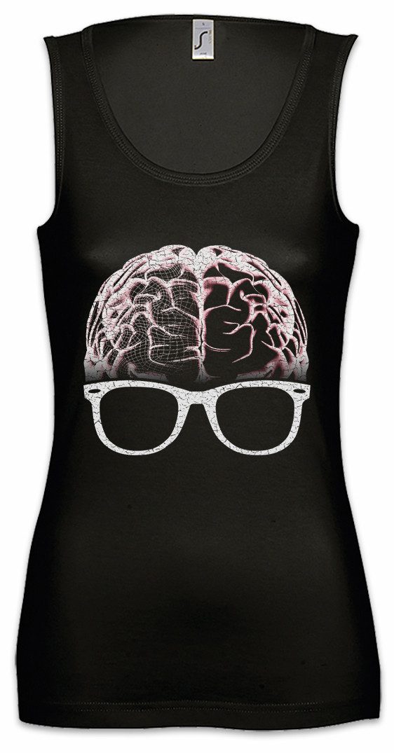 Tanktop Nerd Brain Ärmelloses Damen T-Shirt Jerk Geek Nerd Lehrer Freak Gamer
