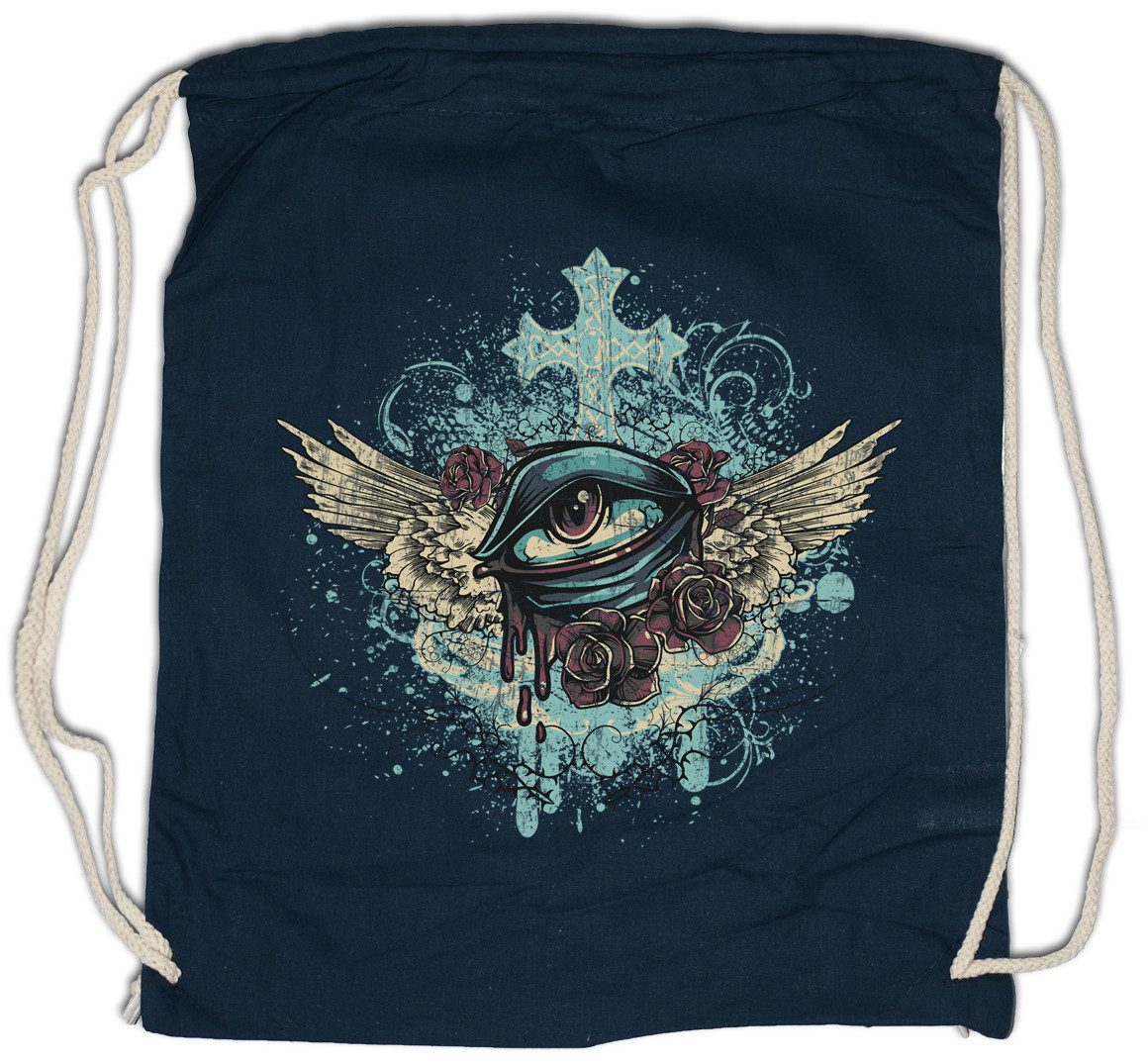 Urban Backwoods Turnbeutel Winged Eye Turnbeutel Tattoo Auge Roses Rosen Newschool Rockabilly (1-tlg), Racing Headshot Art Artist