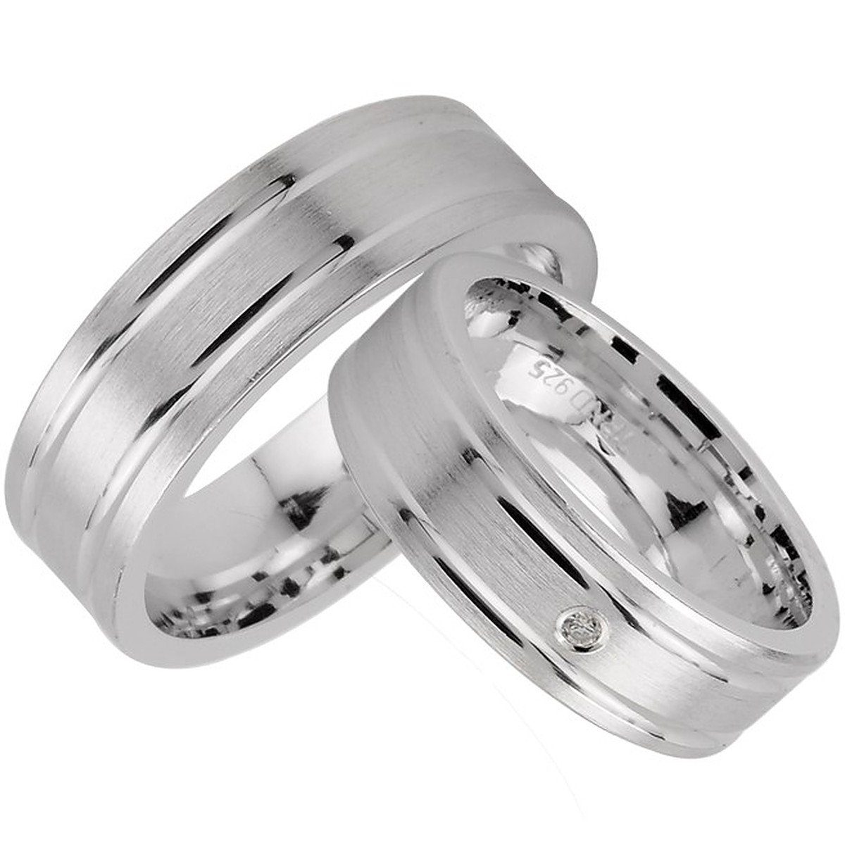 Trauringe123 Trauring Eheringe Verlobungsringe Stein, Trauringe Silber 925, Partnerringe J43 mit Hochzeitsringe