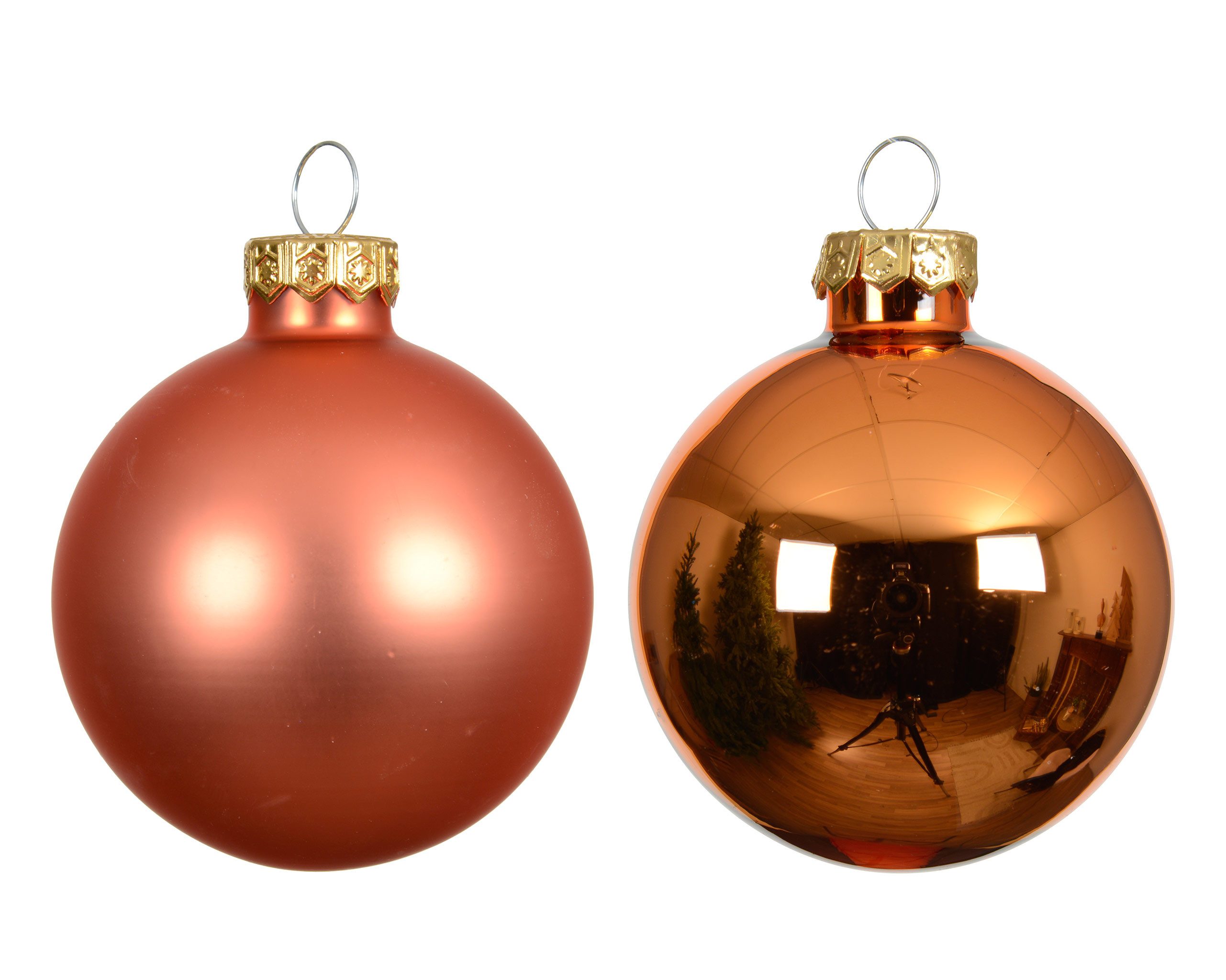 Kaemingk Weihnachtsbaumkugel, Weihnachtskugeln Glas 8cm 6 Stück - Warmorange