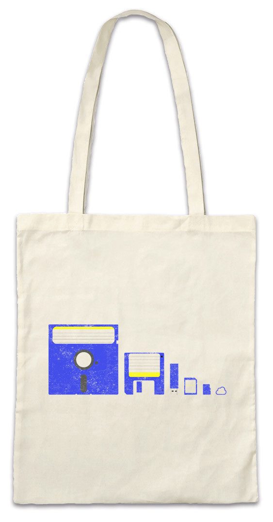 Urban Backwoods Beuteltasche Memory Evolution Stofftasche Nerd Retro Floppy Disc Informatiker PC (1-tlg), Computer Diskette Disk Drive