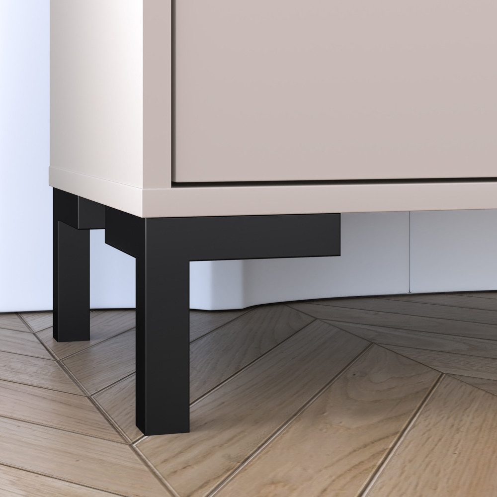 Lomadox Garderoben-Set OLHAO-131, (Spar-Set, 2-St., Garderobenschrank Schuhschrank), in Kaschmir Beige, schwarze Griffe und Füße, modern