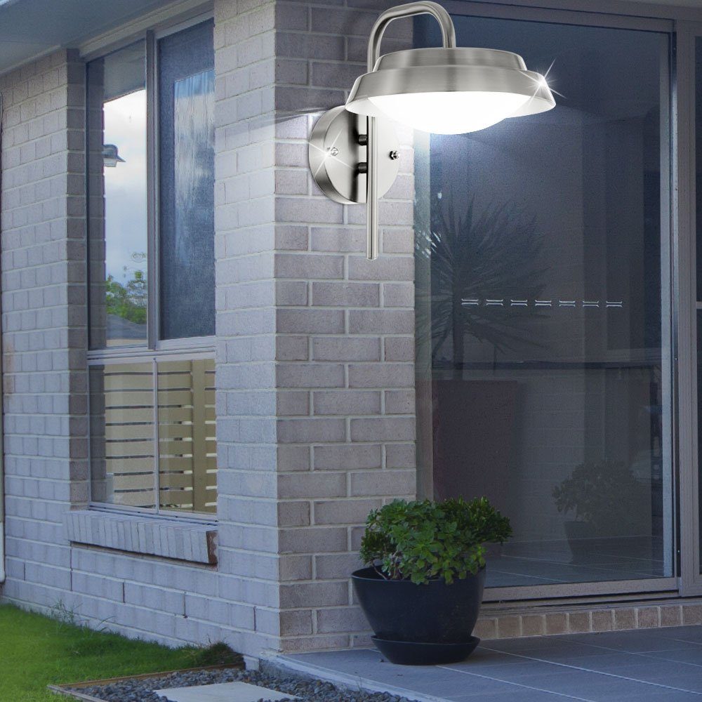 94122 Edelstahl LED Außen-Wandleuchte, Eglo Fassaden Terrassen Warmweiß, EGLO Leuchte Wand Lampe Leuchtmittel inklusive, Außen