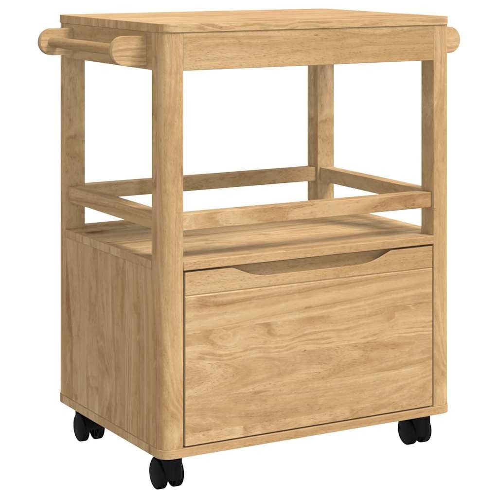 vidaXL Küchenwagen 72,5 x 45 x 80 cm Küchenwagen FLORO Wachsbraun 72,5x45x80 cm Massivhol