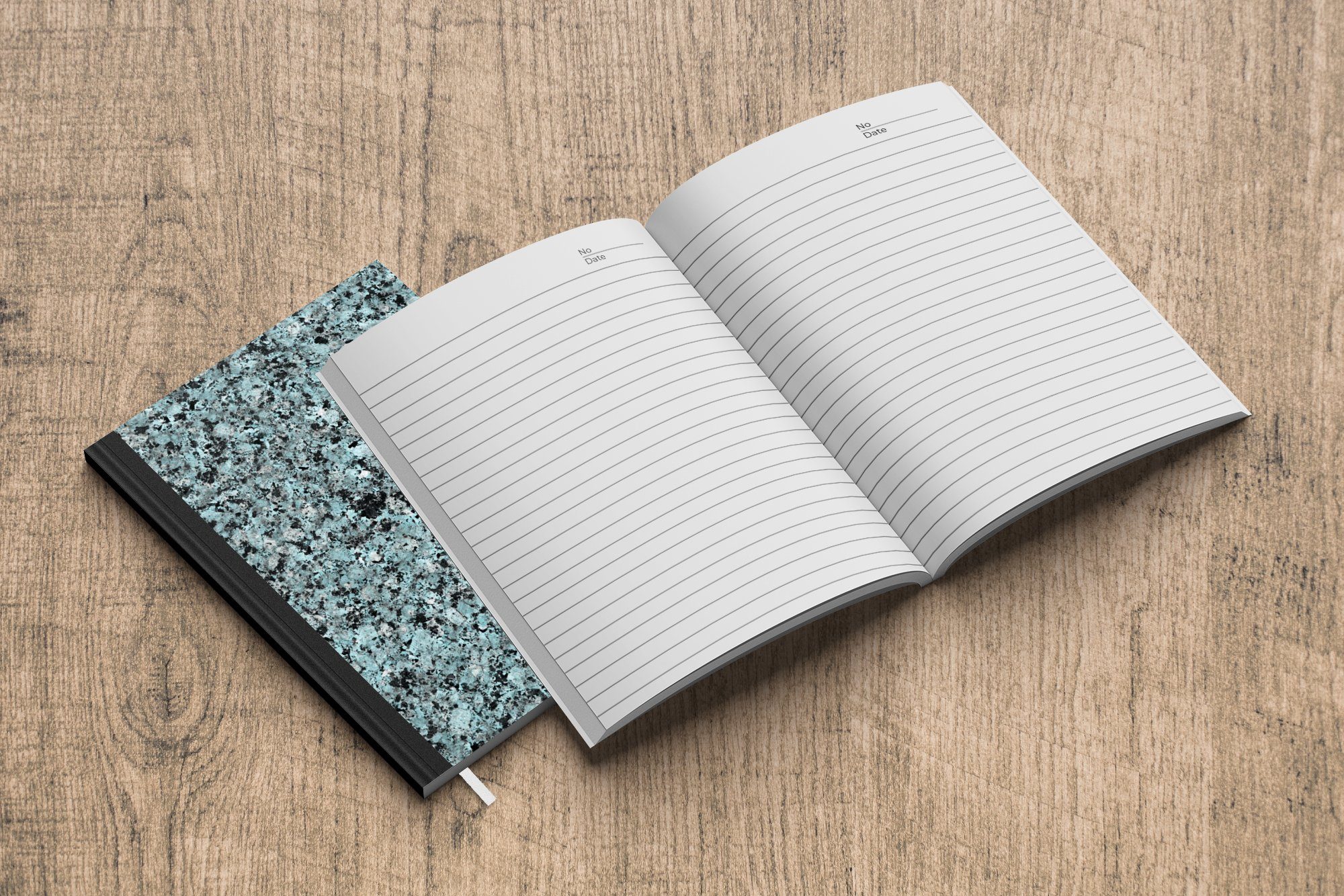 MuchoWow Notizbuch Granit Notizheft, - Seiten, Tagebuch, - Kristall Merkzettel, Journal, Schwarz - A5, 98 Haushaltsbuch Blau