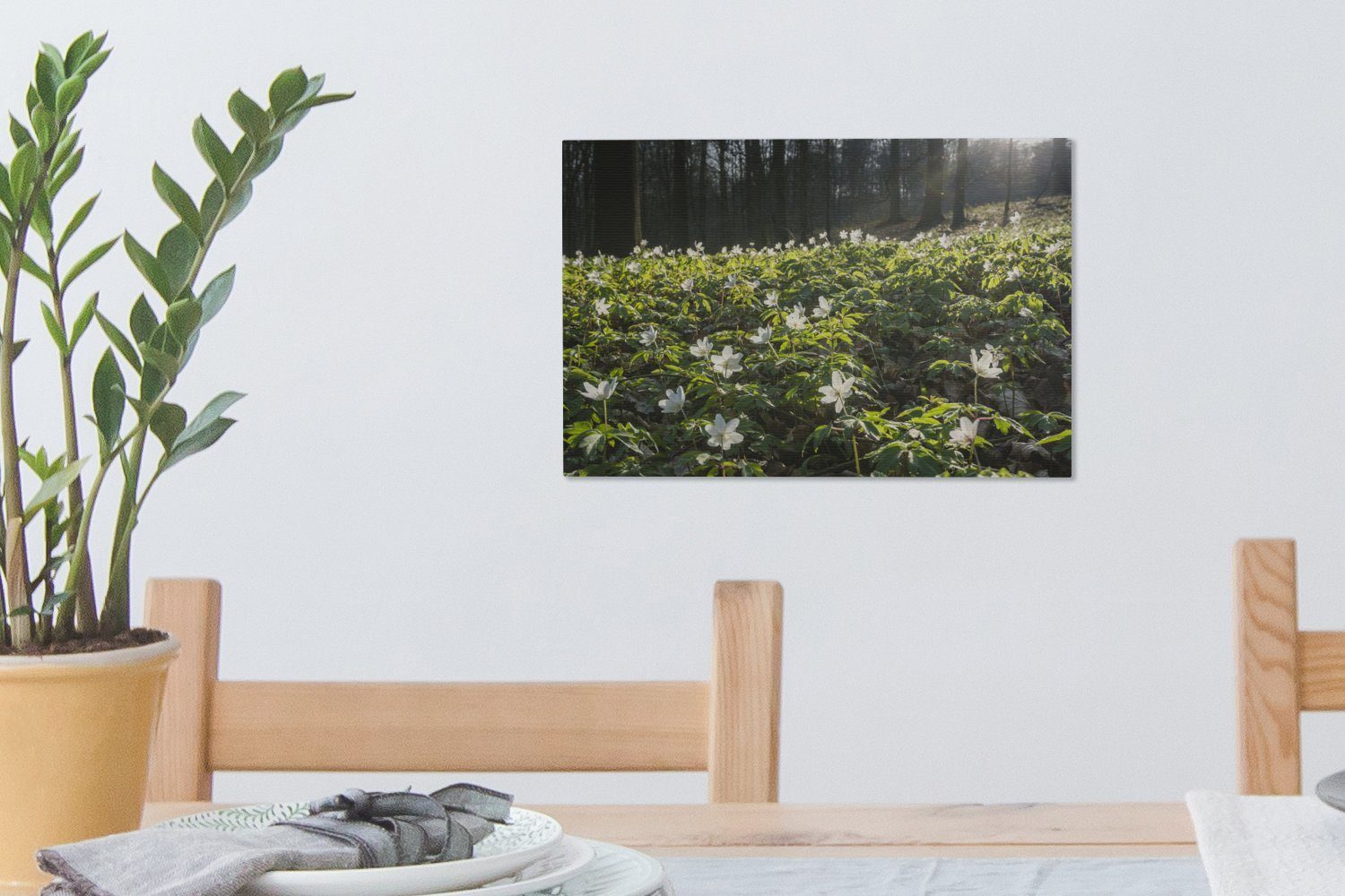 OneMillionCanvasses® Frühling - (1 Blumen - Leinwandbilder, Wanddeko, 30x20 cm Wandbild Wald, Leinwandbild St), Aufhängefertig,
