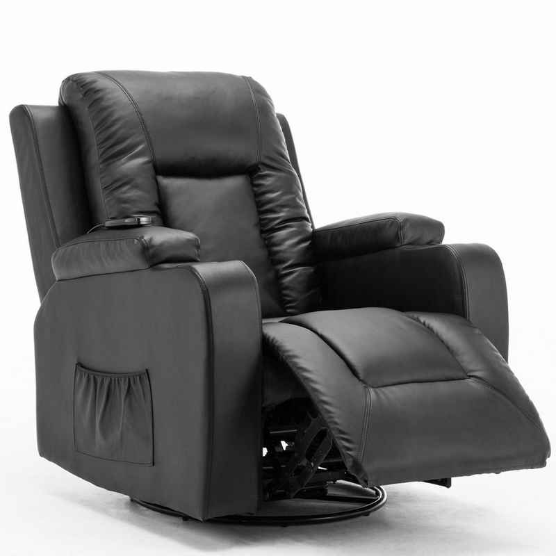 COMHOMA Relaxsessel TV Sessel mit Massage/Wippfun-und Wärmefunktion Heizung-Rückenlehne, mit 2 Seitentaschen und Getränkehalter