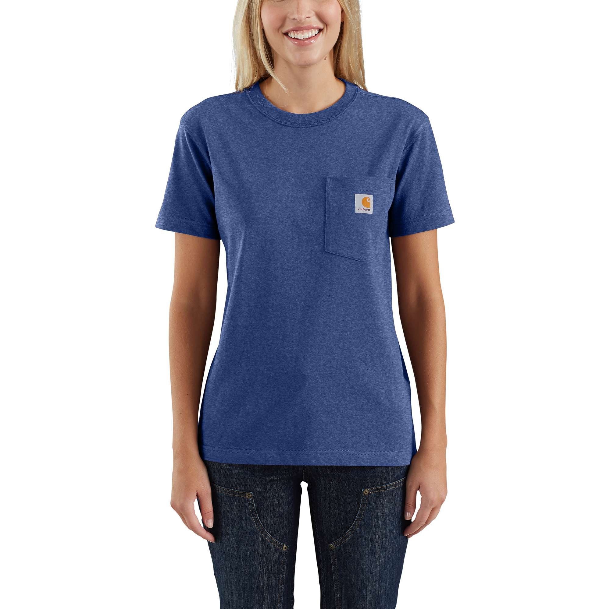 Carhartt Short-Sleeve Loose Carhartt blue Adult T-Shirt Damen T-Shirt Pocket scout heather Fit Heavyweight