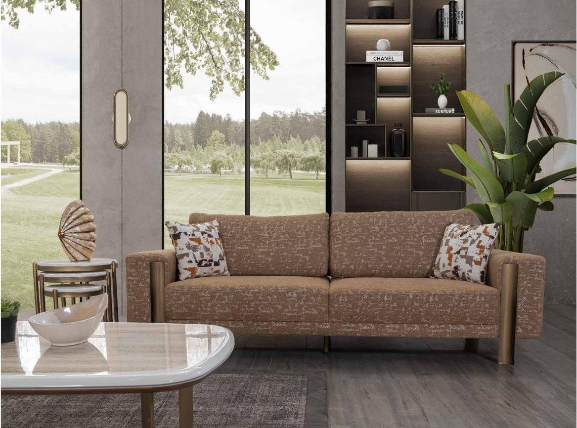 Sitzer Luxus Braun Sofa In Sofa Polster, Made JVmoebel Modern Design Europe 3 Holz Elegantes Möbel