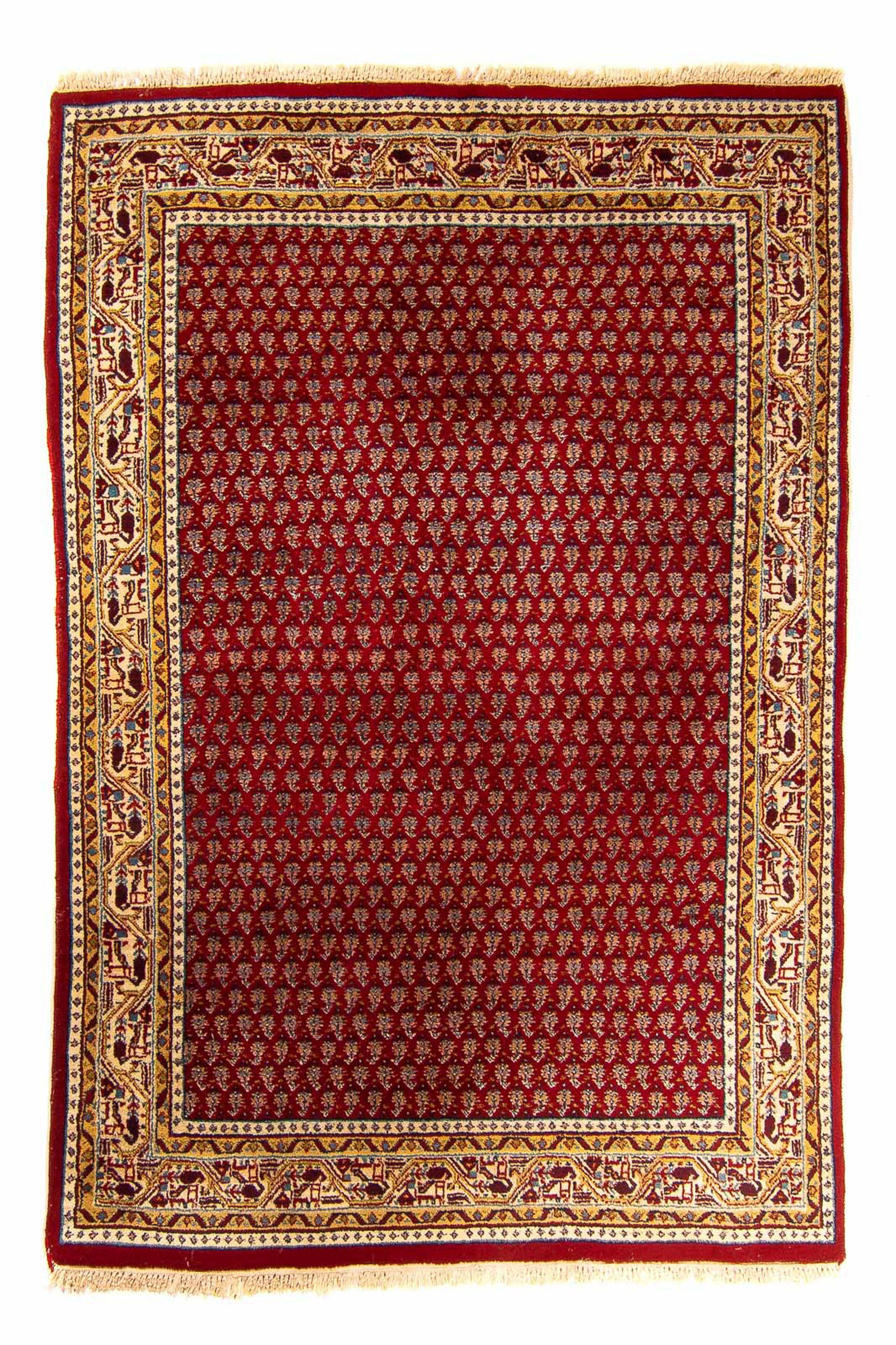 Orientteppich Mir - - 12 x Indus rechteckig, 175 Wohnzimmer, dunkelrot, - cm Zertifikat mm, mit Höhe: 123 morgenland, Einzelstück Handgeknüpft