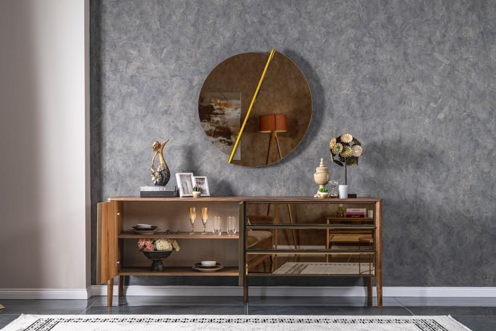 JVmoebel Hochkommode Sideboard Spiegel Kommode Schrank Designer Luxus Schränke Kommoden