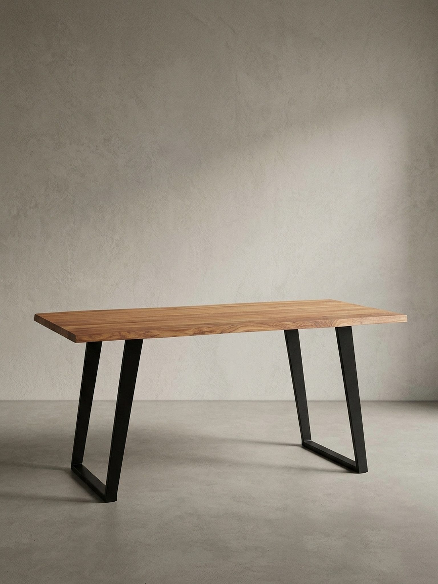 KADIMA DESIGN Schreibtisch Computertisch Akazie-Massiv, Baumkante Industrial, Handgefertigt, Büro (Naturoptik,Arbeitsplatte 4cm,Höhe 76cm,Belastbar 50kg,Ausgleichsnoppen), Ausgleichsnoppen,U-Metallgestell,4cm Tischplatte,Handarbeit,76cm Höhe