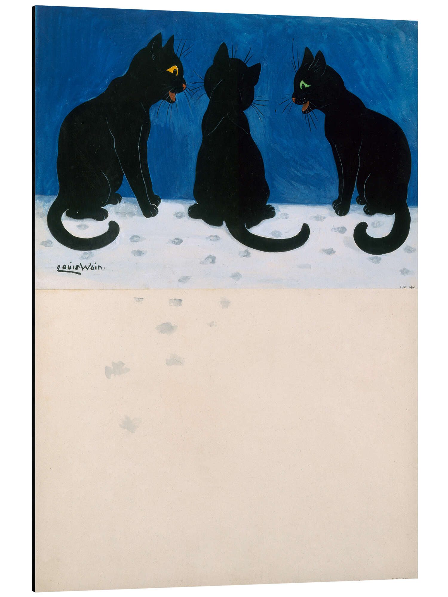 Posterlounge Wandbild Schwarze Katzen im Schnee, Louis Wain, erhältlich als Poster, Leinwandbild, Wandsticker oder Acrylglasbild