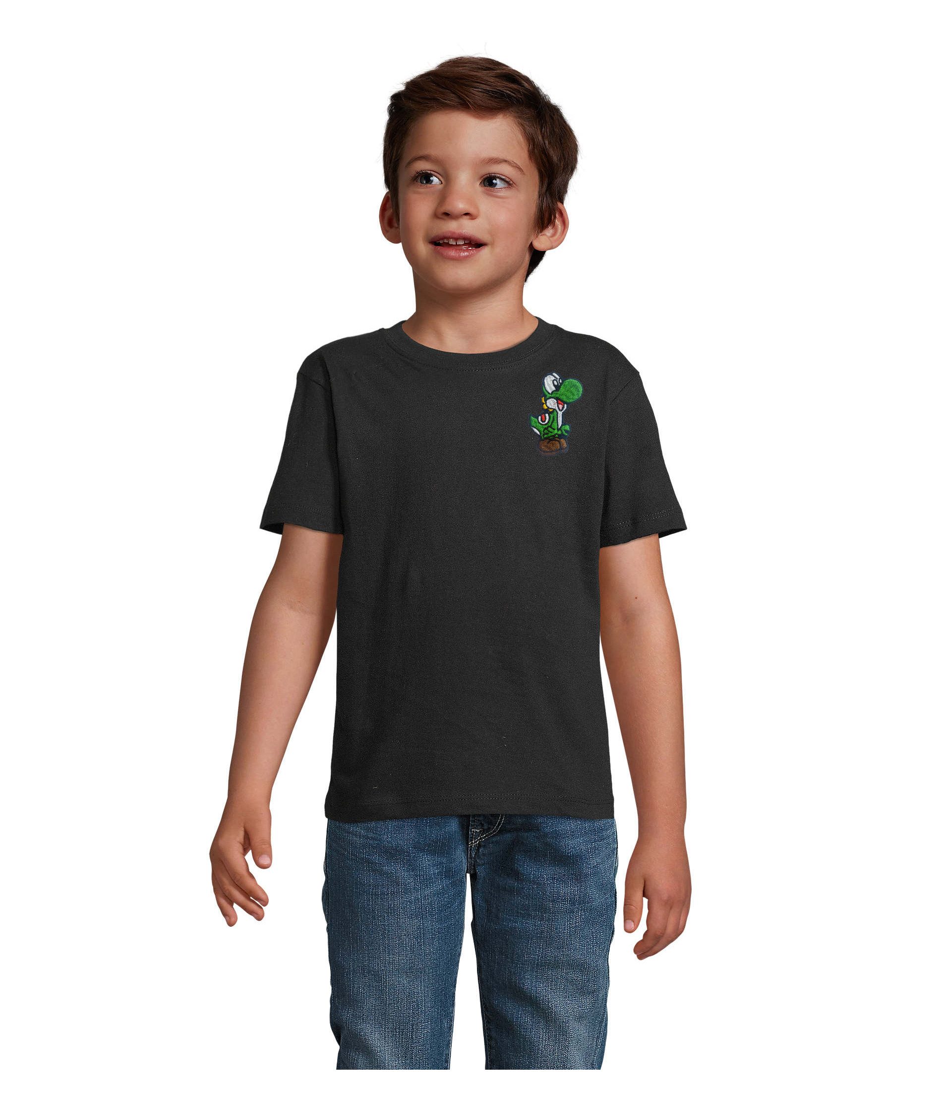 Blondie & Brownie T-Shirt Yoshi Baby Patch Kinder T Shirt Mario Luigi Retro Gamer Design Edition (Einzelset, Einzelartikel) Yoshi Retro Patch Kids Edition