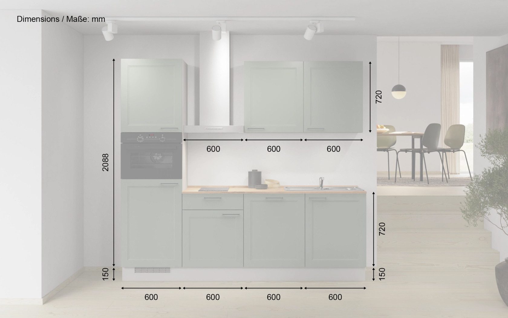 nobilia® Küchenzeile Fika, individuell anpassbar, gratis Küchenplanung mit Profis, (Breite 240 cm), vormontiert, wahlw. mit E-Geräten, inkl. Lieferung