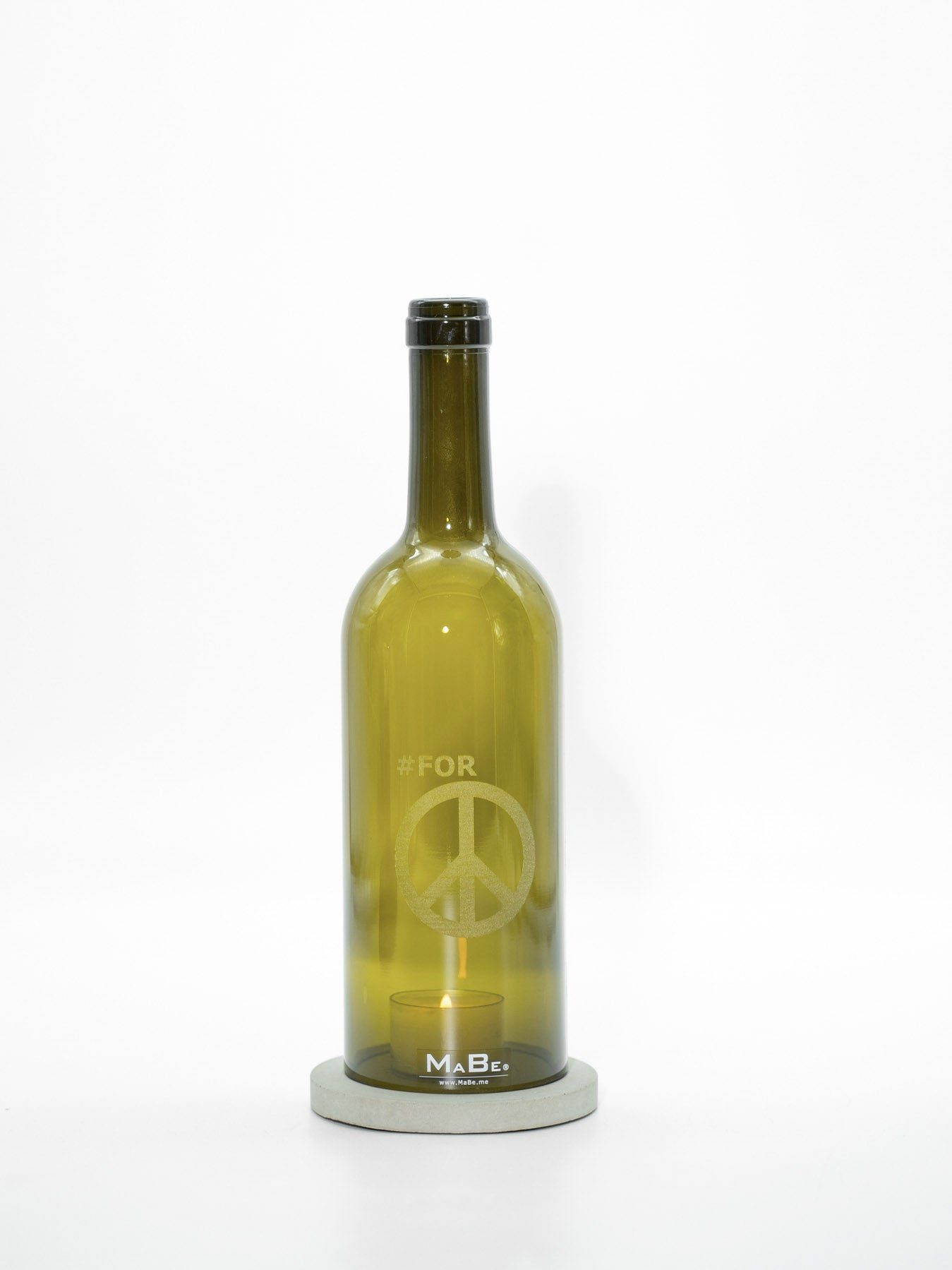 Windlicht oliv Gravur Dekoobjekt peace for MaBe® Bordeaux