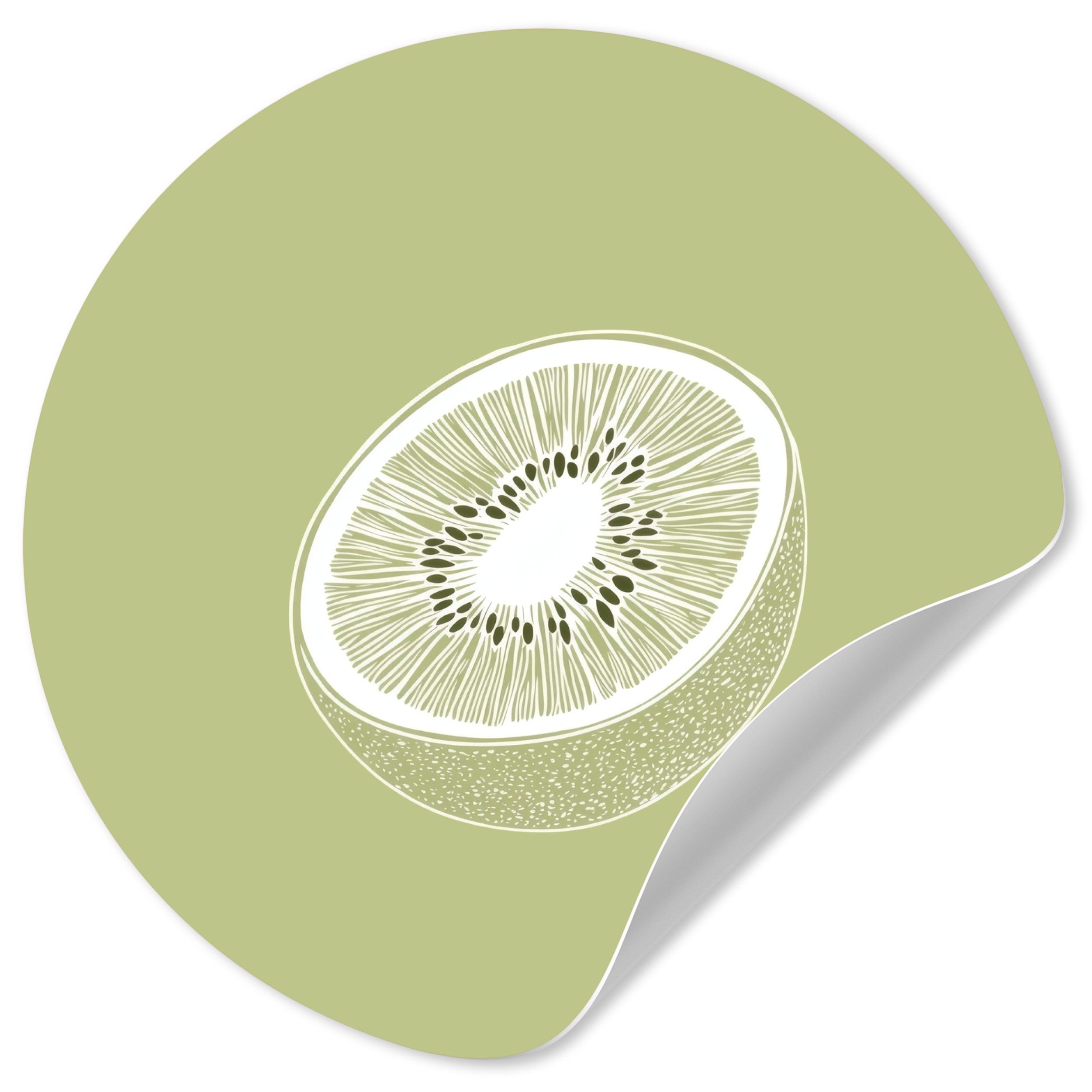 MuchoWow Wandsticker Kiwi - Strichzeichnung - Minimalistisch - Grün (1 St), Wandtattoo Selbstklebend, Wohnzimmer Deko Aufkleber, 30x30 cm