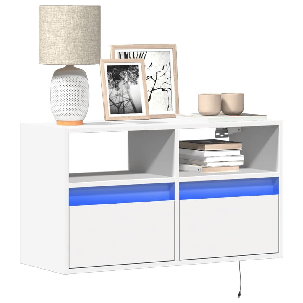 vidaXL TV-Wand TV-Wandschrank mit LED-Beleuchtung Weiß 80x31x45 cm, (1-St)