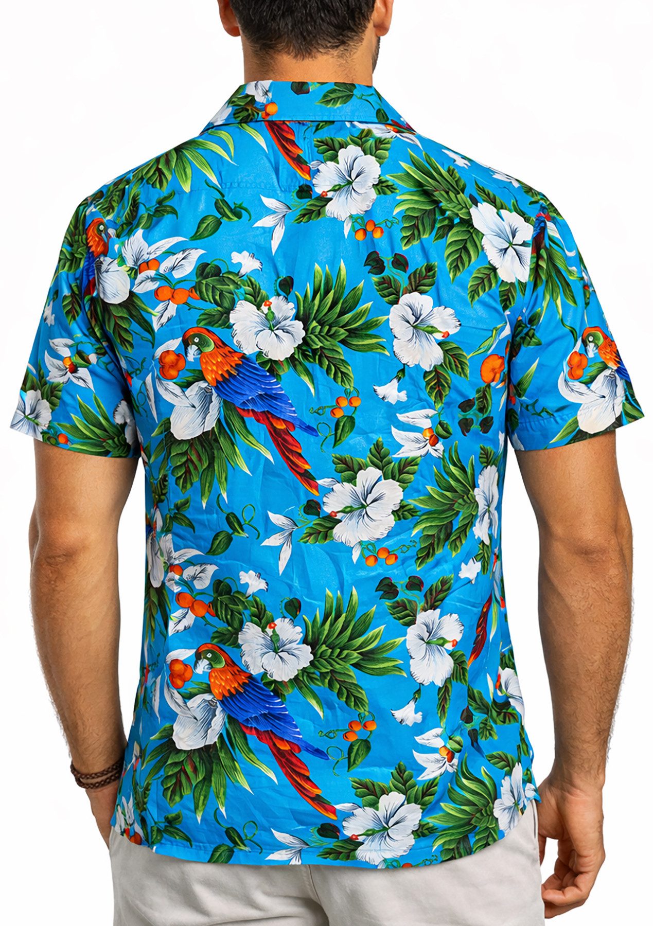 King Kameha Hawaiihemd "Cherry Parrot" Funky Hawaiihemd Herren Kurzarm Fronttasche Sommerhemd – Bild 4 von 5