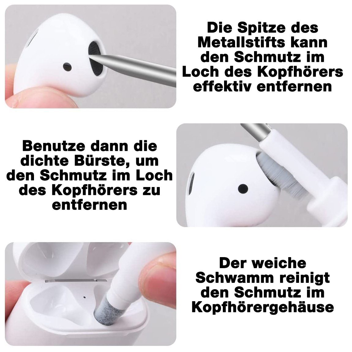 für, Strom Set Weiß Headsets Reinigungsbürste Reinigungs - Airpods, Malantis ohne Pen Reinigungsstift ohne Batterie Multi Praktisches Cleaning - Bluetooth für
