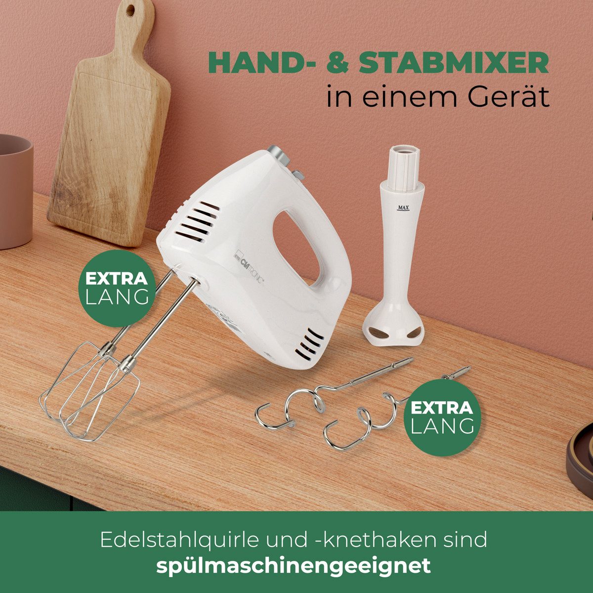 CLATRONIC Handmixer HM 3524, 300 Watt-Motor, 5 Geschwindigkeitsstufen