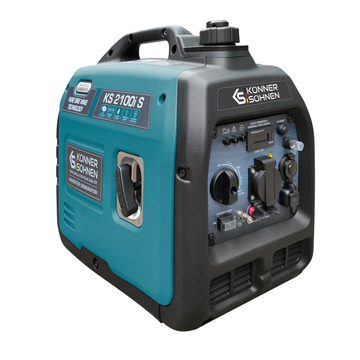 Könner & Söhnen Stromerzeuger KS 2100i S, 2,00 in kW, (Schallgedämmtes Gehäuse (62 dB Lpa 7 m), 1-tlg., Schuko-Steckdose 230 V, 2 USB-Anschlüsse), Kurzschluss- und Überlastschutz, Abgasnorm EURO V