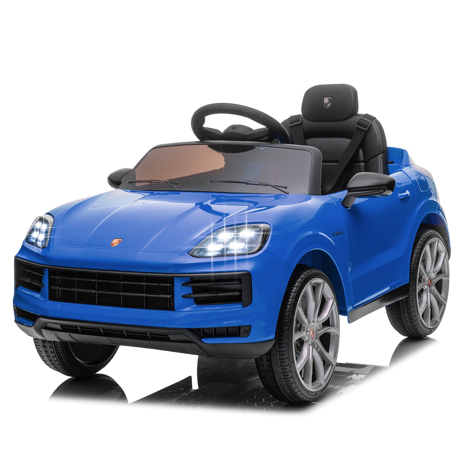 LALAHO Elektro-Kinderauto Kinder Elektroauto Porsche Cayenne Elektrofahrzeuge, 2,4G-Fernbedienung, mit MP3, Musik, Hupe, LED-Leuchten