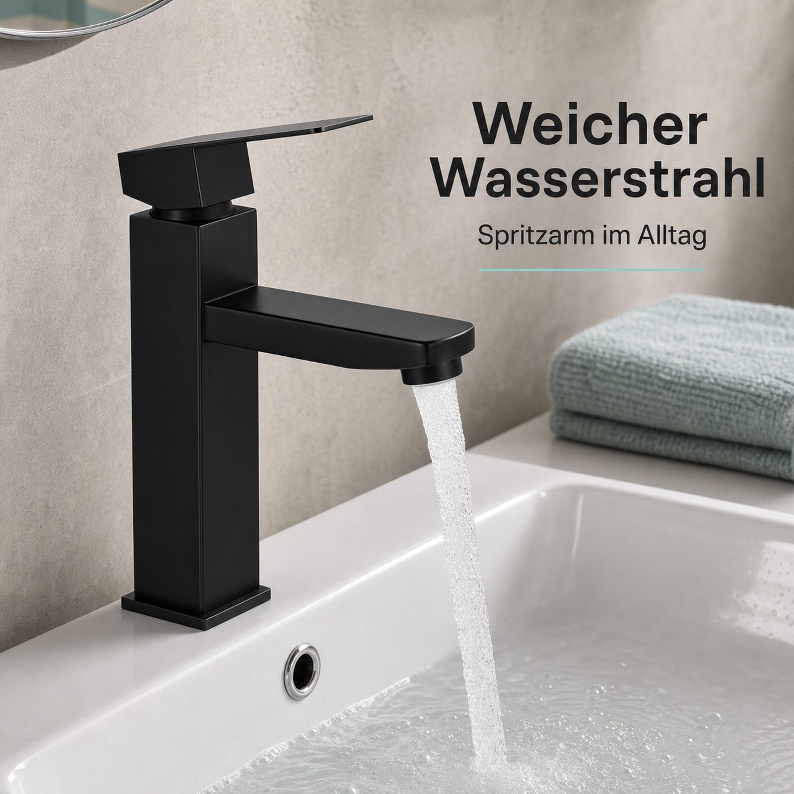 Ledklang Waschtischarmatur Spülbecken Silber/Schwarz Hochdruck Mischbatterie Hochdruck-Armatur aus Edelstahl für Waschbecken & Bad – Bild 2 von 5