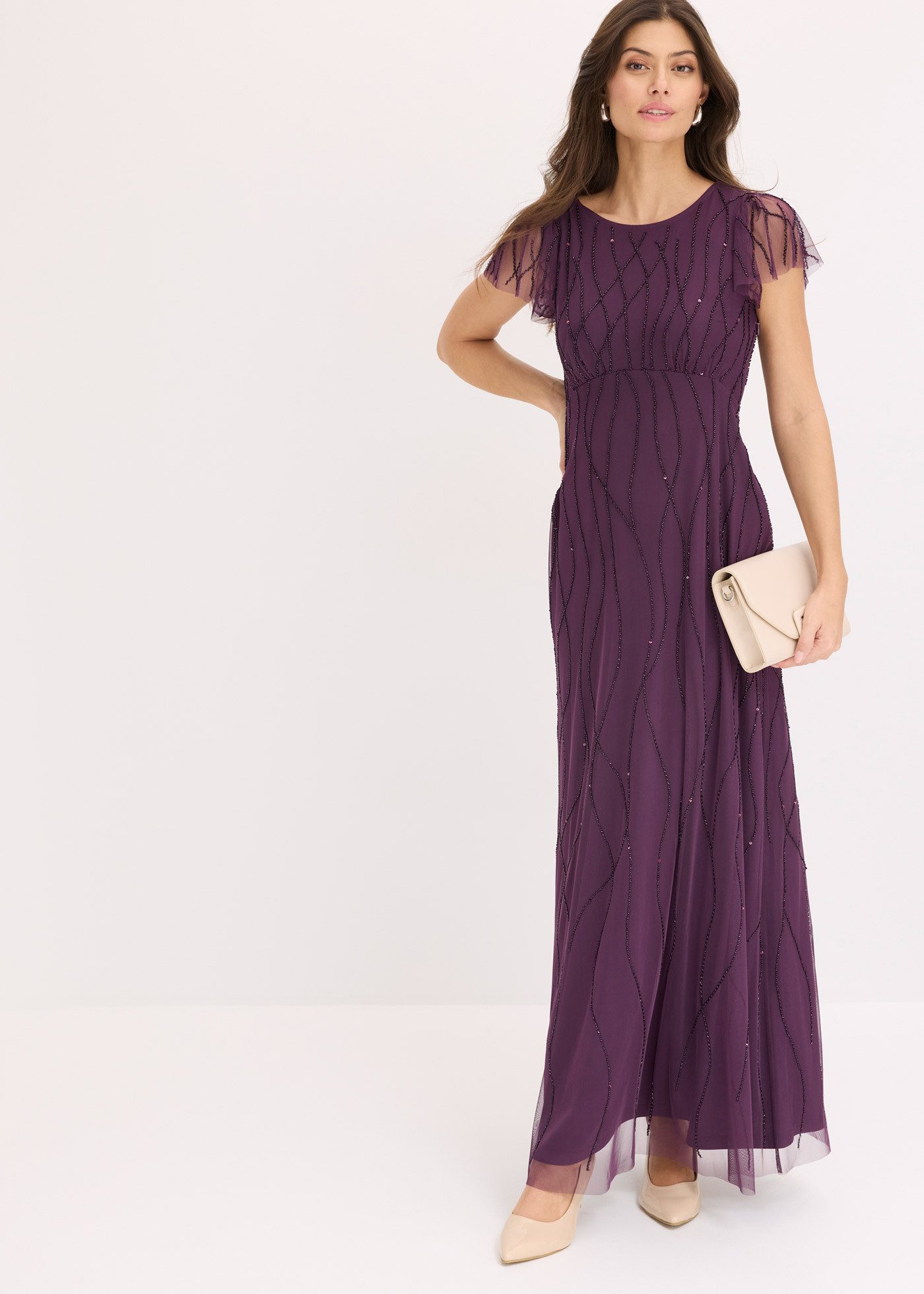 bonprix Maxikleid für Abiball, Festtage und Hochzeiten, aus Tüll, mit Perle günstig online kaufen