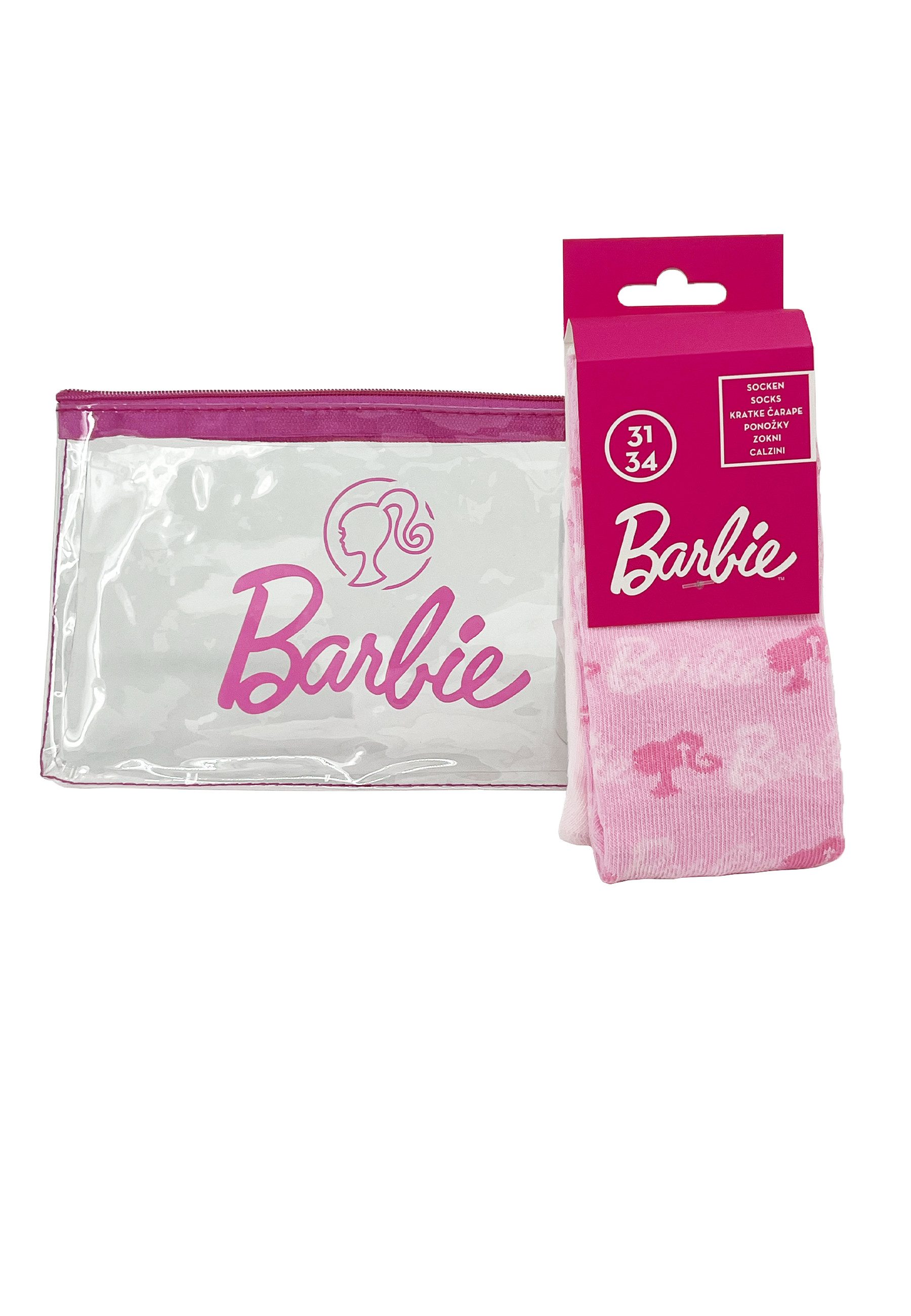ONOMATO! Socken Barbie Geschenk-Set Socken 3er Pack + Kosmetiktasche (4-Paar)