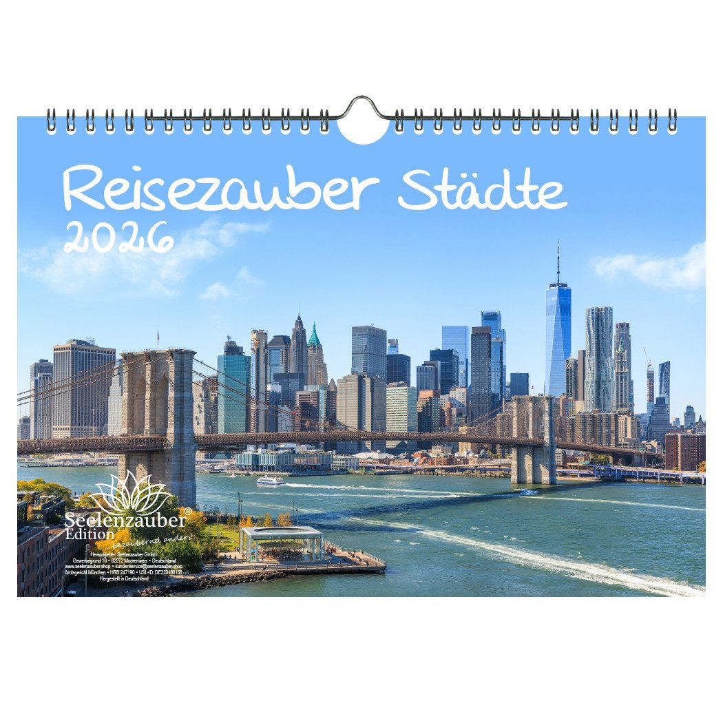 Seelenzauber Wandkalender Städtezauber DIN A4 Kalender für 2026 Städte - Seelenzauber