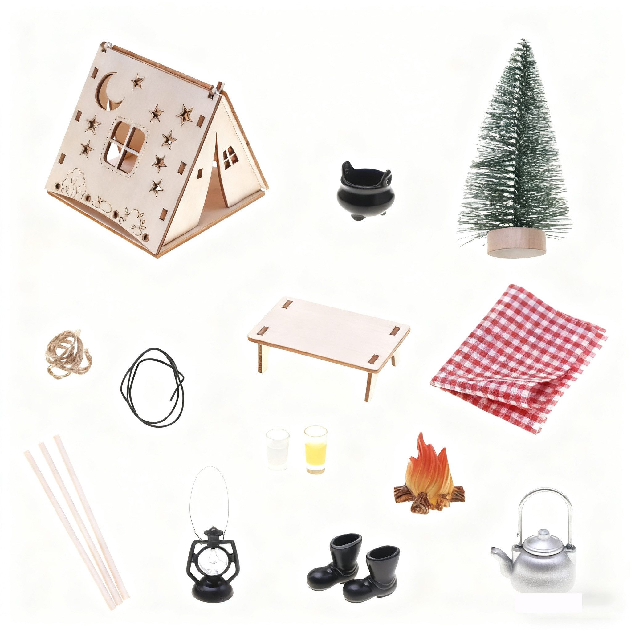 CLTYQ Меблі для лялькового будиночка Wichtel Zubehör Weihnachten Puppenhauszubehör,Weihnachten Deko Outdoor, Wichtel Set Wichtelzubehör Lagerfeuer Wichtelschuhe Miniatur Zubehör