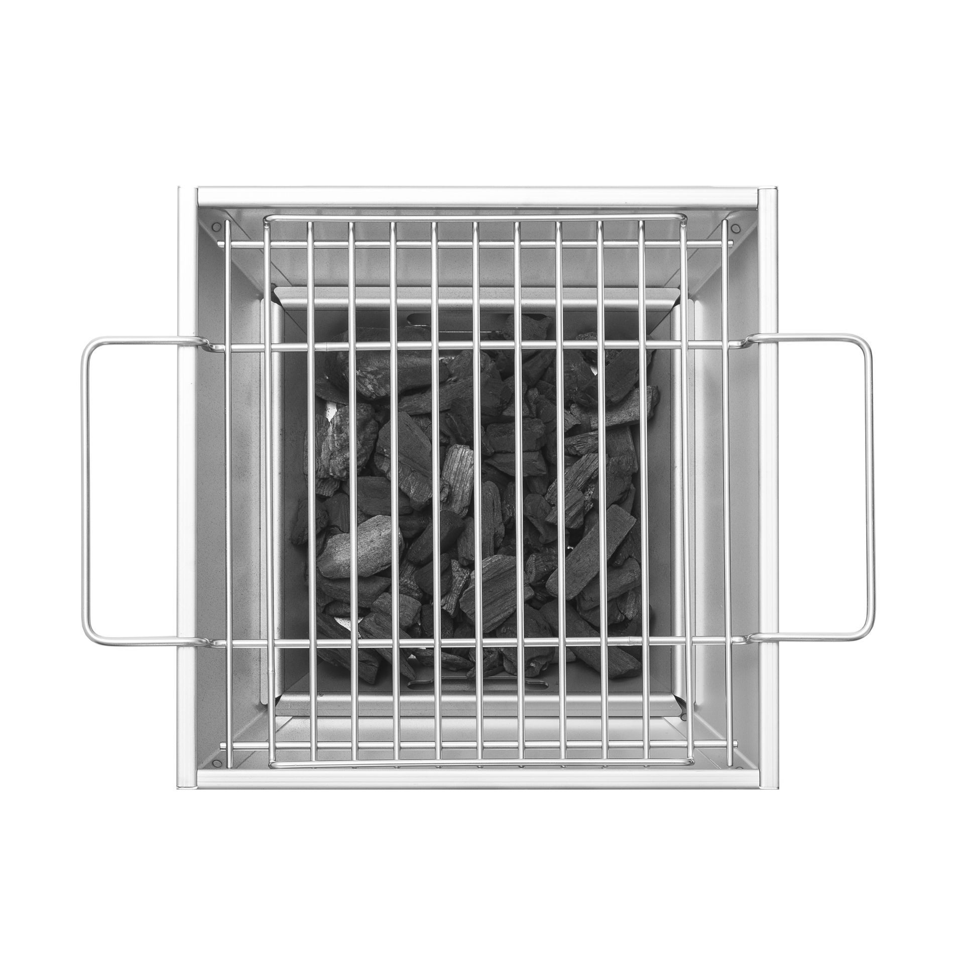 Thüros Holzkohlegrill T1 Edelstahl Tischgrill 30 x 30 cm, für Tisch und unterwegs