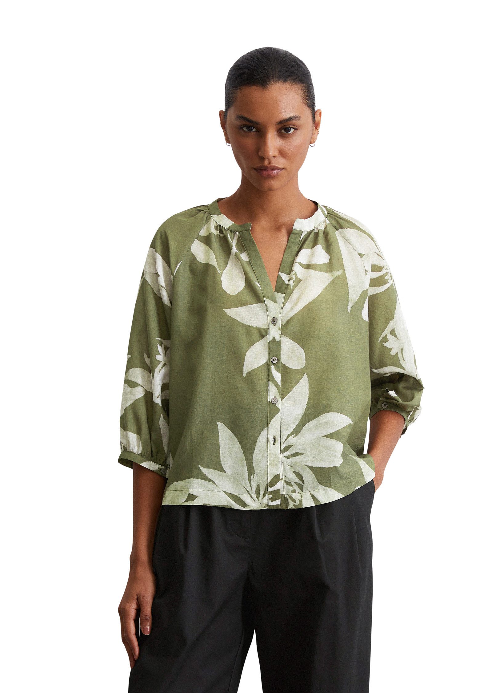 Marc O'Polo Kurzarmbluse aus Organic-Cotton-Viskose-Mix günstig online kaufen