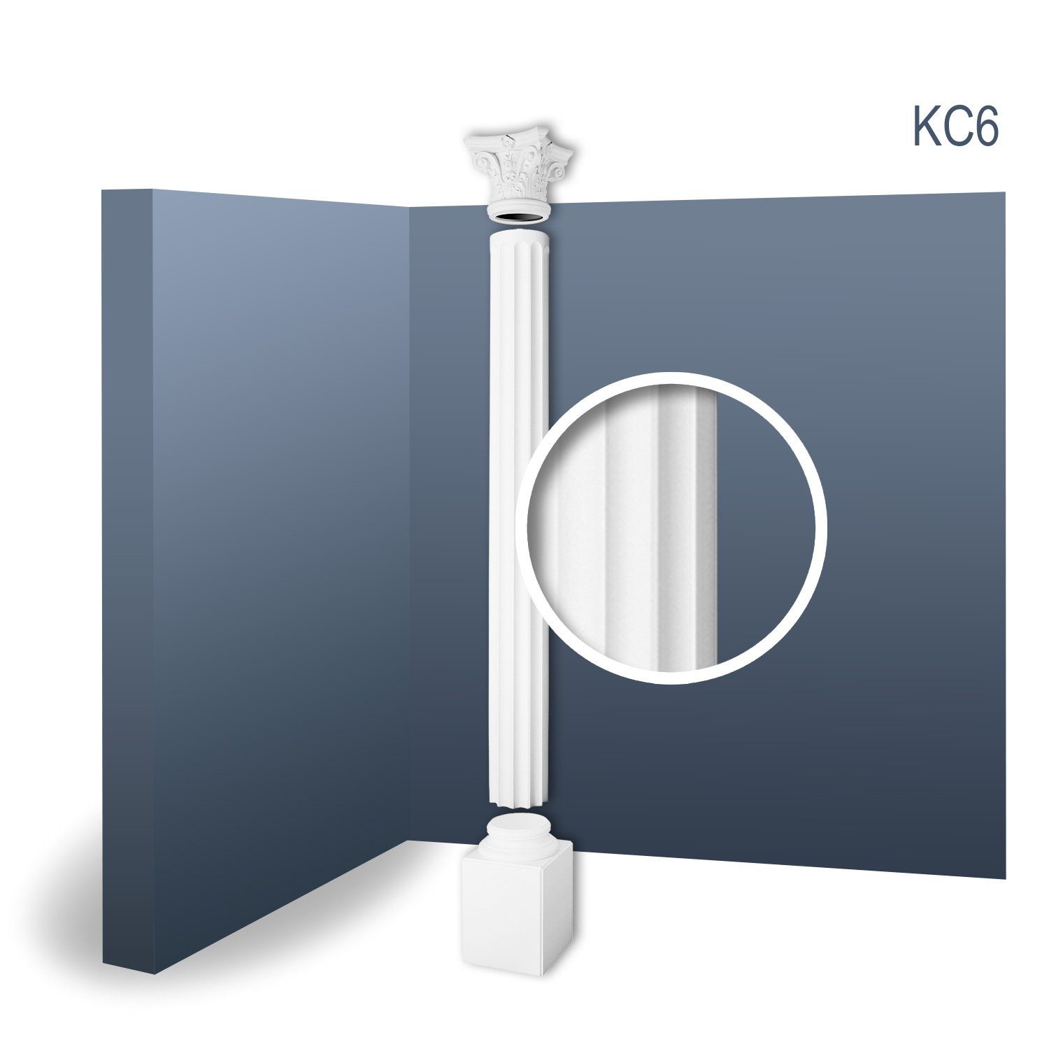 Orac Decor Wanddekoobjekt KC6 (Vollsäulen Komplett Set, 1 St., Set bestehend aus Kapitel, Schaft und Sockel, 3 tlg., Länge ca. 2,86 m), weiß, vorgrundiert, Stil: Korinthisch | Wandobjekte