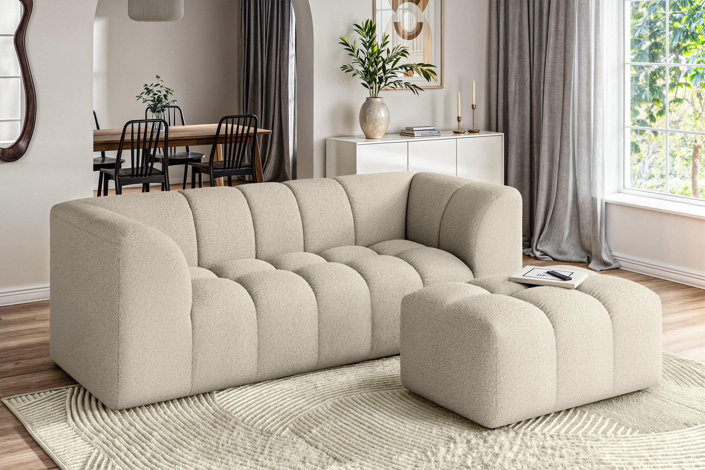 Home affaire 3-Sitzer TUURE Verlässliche Qualität, moderne Steppung, Breite 227cm, Bubble Optik, hoher Sitzkomfort, Wellenunterfederung