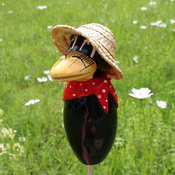 Tangoo Gartenfigur Tangoo Keramik-Rabe MINI mit Hut und rotem Halstuch, (Stück)