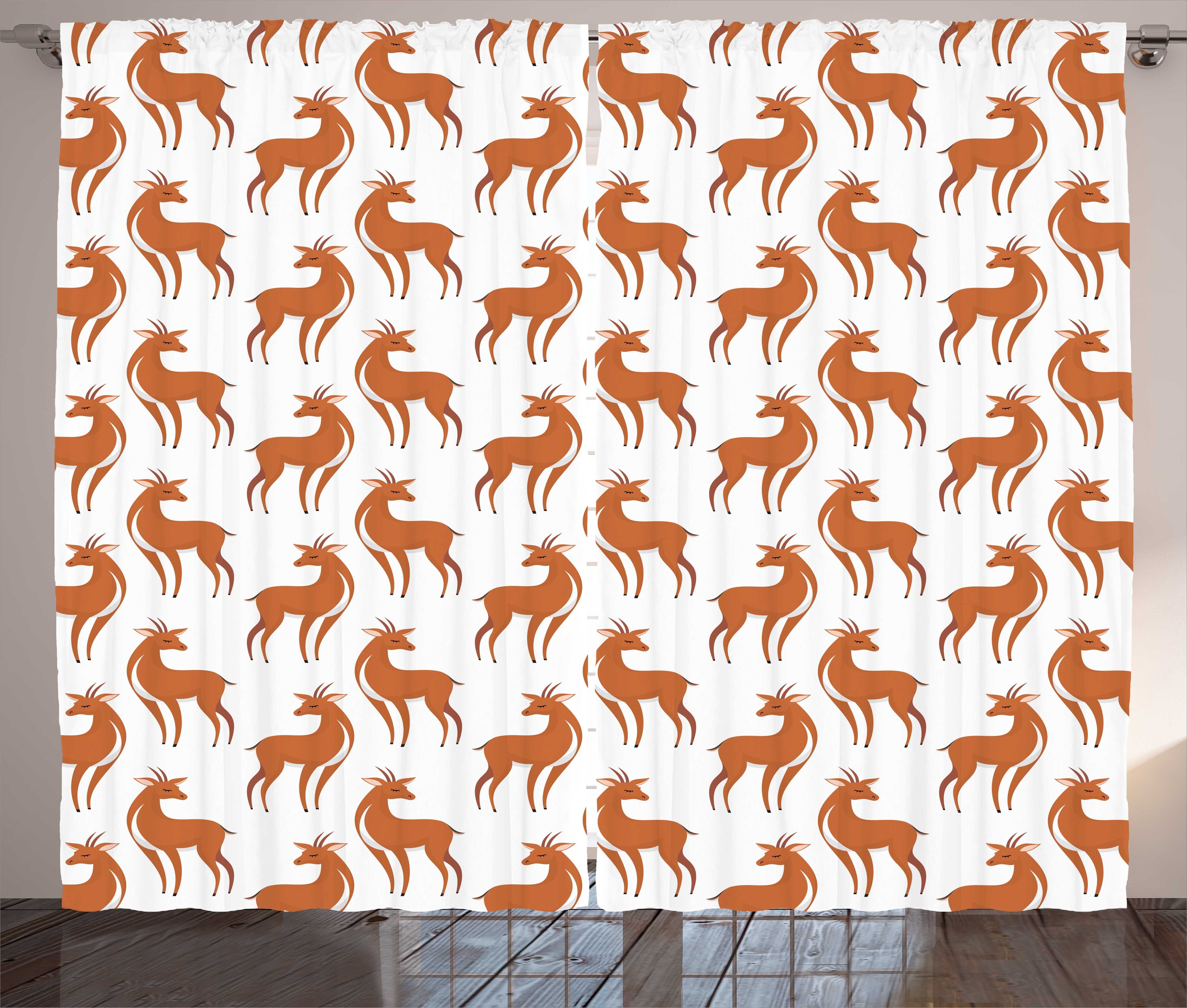 Gardine Schlafzimmer Kräuselband Vorhang mit Schlaufen und Haken, Abakuhaus, Antilope Animal Cartoon